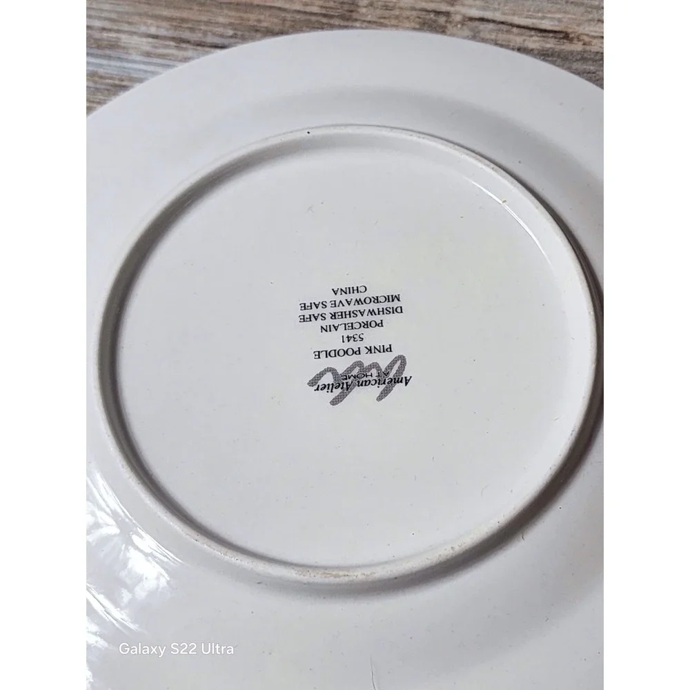 American Atelier Pink Poodle Porcelain Plate Collection in Original Box Dessert